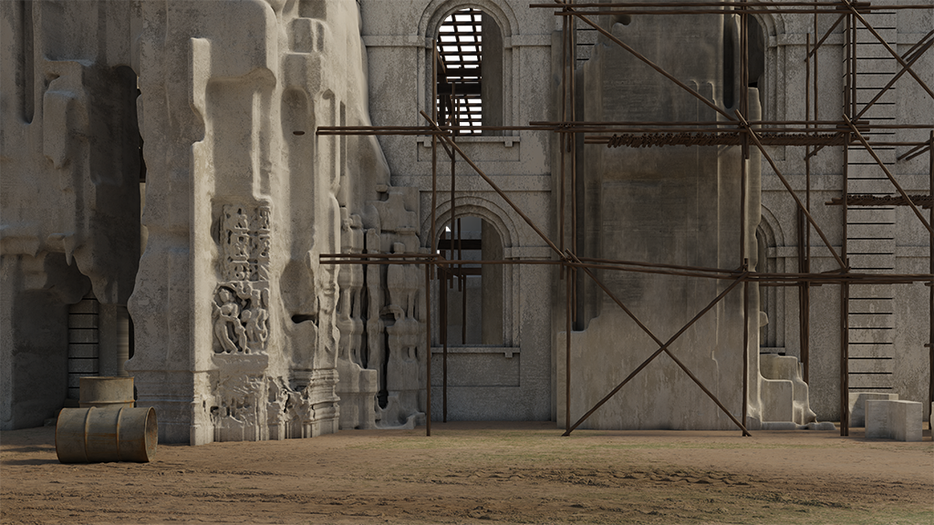 Facade with scaffolding