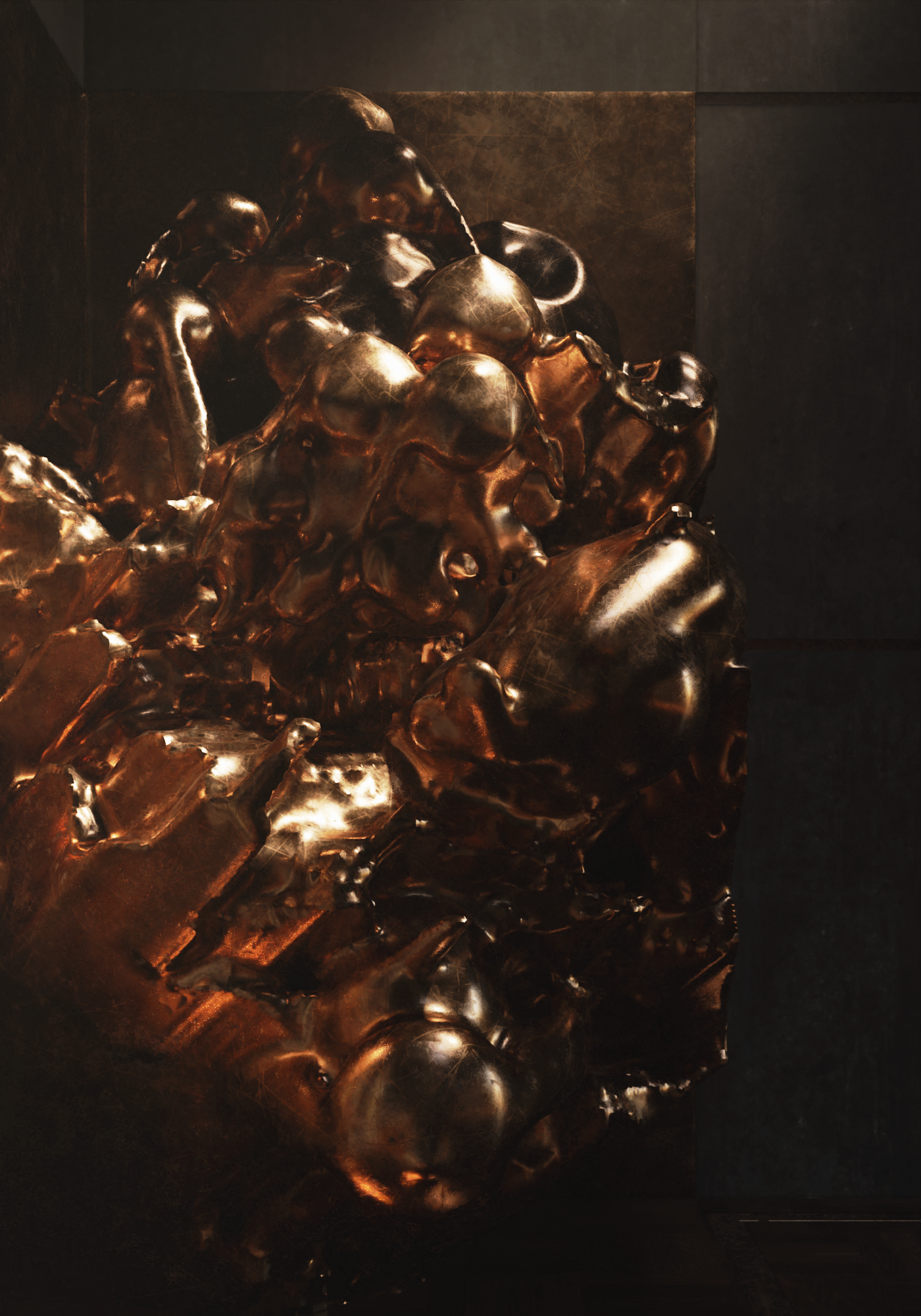 Molten bronze mass — detail
