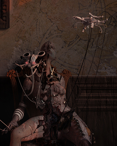 Detail — mechanical arm and wires